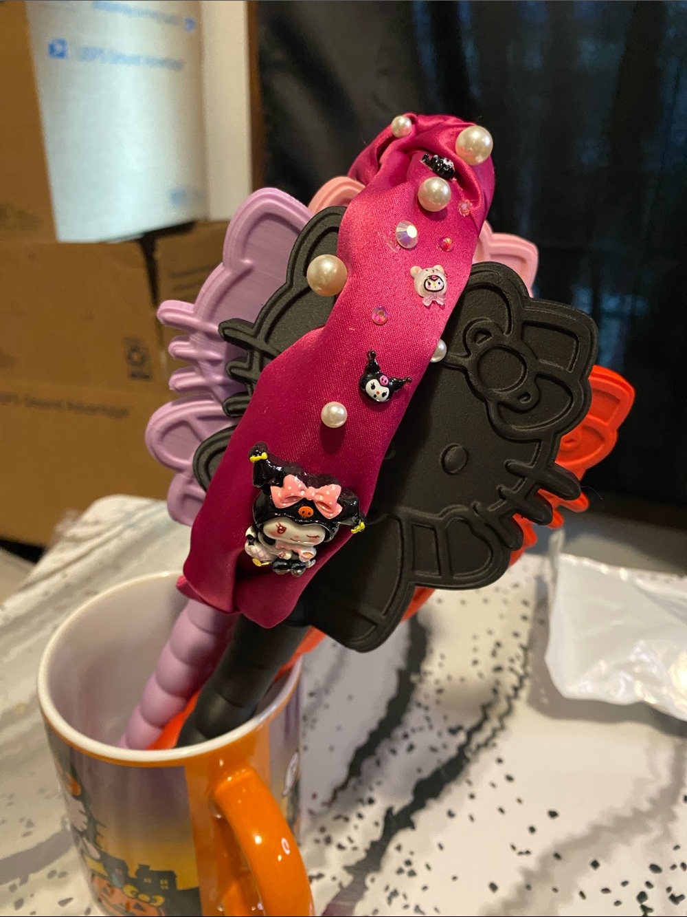 NWOT Kawaii Pink Embellished Headband with Character Charms🖤